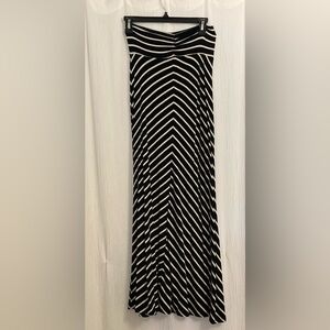 Black and White Striped Maxi Skirt